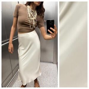 Zara Cream Midi Skirt
